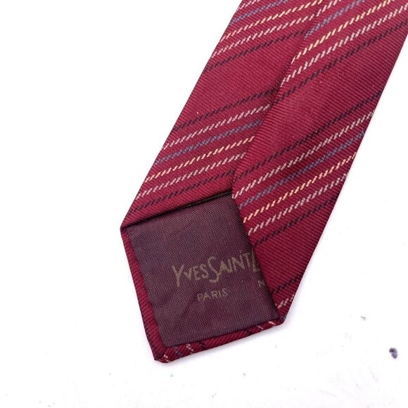 Vintage Yves Saint Laurent Marshall Field & Company Men Tie Red Diagonal Striped - Picture 7 of 7